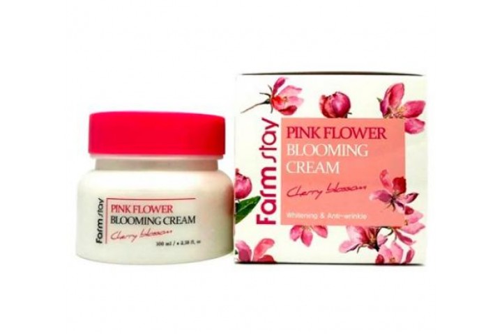 Крем для лица с экстрактом цветов вишни FarmStay Pink Flower Blooming Cream Cherry Blossom